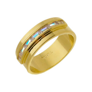 ANEL ARO GROSSO FILETE ZIRCÔNIA RAHRA FOLHEADO A OURO 18K