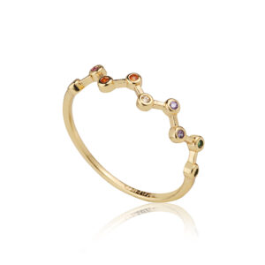 ANEL ZIG ZAG ZIRCÔNIAS COLOR RAHRA FOLHEADO A OURO 18K(TRENDY)