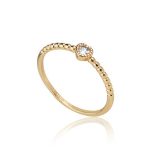 ANEL CORAÇÃO ZIRC LATERAL BOLINHAS RAHRA FOLHEADO A OURO 18K(TRENDY)