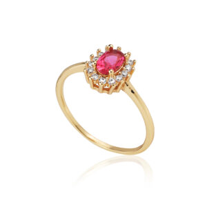 ANEL PEDRA COLOR LATERAL ZIRC RAHRA FOLHEADO A OURO 18K(TRENDY)