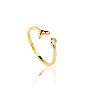 ANEL CAUDA SEREIA E PEDRA RAHRA FOLHEADO A OURO 18K(TRENDY)