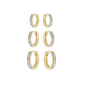 TRIO ARGOLINHA CRAVEJADA FOLHEADO A OURO 18K (CLASSIC)
