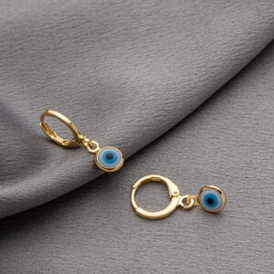 BRINCO ARGOLINHA OLHO GREGO RAHRA FOLHEADO A OURO 18K (CLASSIC)