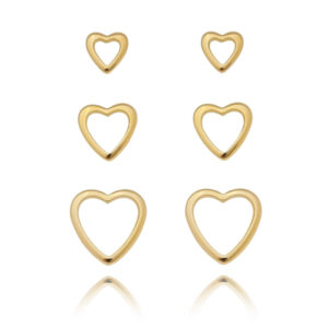 BRINCO TRIO CORAÇÃO VAZADO RAHRA FOLHEADO A OURO 18K (CLASSIC)