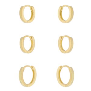 BRINCO TRIO ARGOLINHA LISA LATERAL RETA RAHRA FOLHEADO A OURO 18K (CLASSIC)