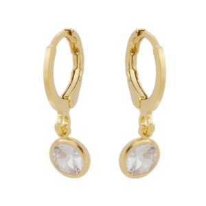 BRINCO ARGOLINHA PEDRA 5MM RAHRA FOLHEADO A OURO 18K (CLASSIC)