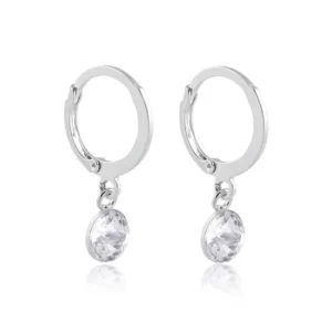 BRINCO ARGOLINHA PEDRA 5MM RAHRA PRATEADO (CLASSIC)