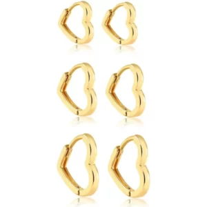 BRINCO TRIO ARGOLINHA CORAÇÃO LISO RAHRA FOLHEADO A OURO 18K (CLASSIC)
