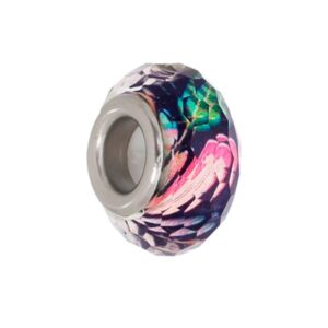BERLOQUE MURANO COLORIDO COM PRETO RAHRA SOUL EM AÇO INOX - BC006