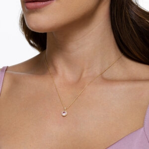 (KIT) CONJUNTO ZIRC REDONDA LATERAL CRAV ROSA TRANSPARENTE SEMIJOIA BANHADA OURO 18K 45CM