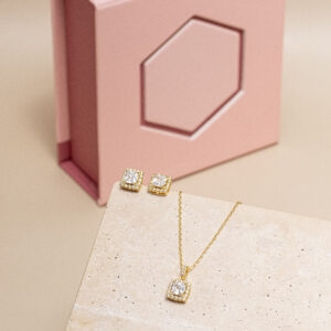 (KIT PREMIUM) CONJUNTO QUAD LATERAL CRAV ZIRCONIA SEMIJOIA BANHADA OURO 18K