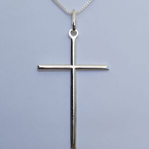 PINGENTE CRUZ PALITO GRANDE 5CM PRATEADO