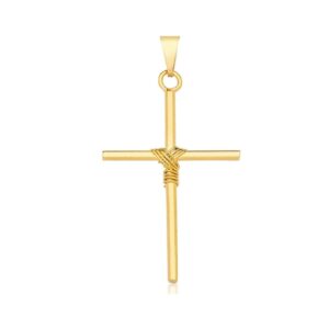 PINGENTE CRUZ MANTO AMARRADO MEDIA RAHRA FOLHEADO A OURO 18K (CLASSIC)