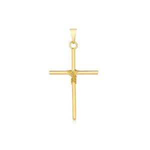 PINGENTE CRUZ MANTO AMARRADO GRANDE RAHRA FOLHEADO A OURO 18K (CLASSIC)