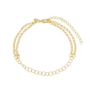 PULSEIRA ELOS FINOS E ELO PORTUGUÊS RAHRA FOLHEADO A OURO 18K