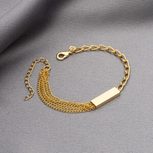 PULSEIRA TUBO QUADR E FIOS DE CORRENTES RAHRA FOLHEADO A OURO 18K