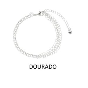 PULSEIRA INF MEIA A MEIA ELOS DIFERENTES RAHRA FOLHEADO A OURO 18K