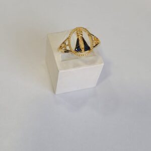 ANEL NS APARECIDA MANTO ZIRCÔNIA VAZADO RAHRA FOLHEADO A OURO 18K